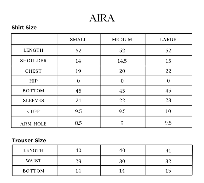 AIRA Size Chart