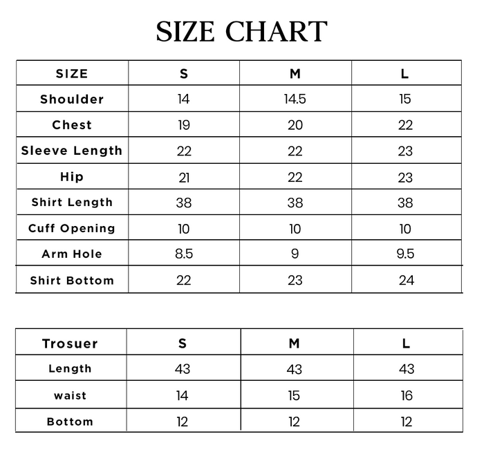 Aiza Size Chart