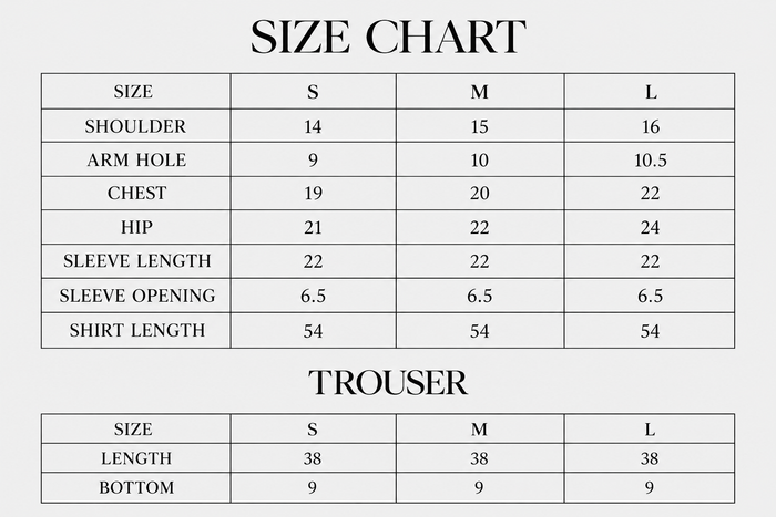 Blaze Size Chart