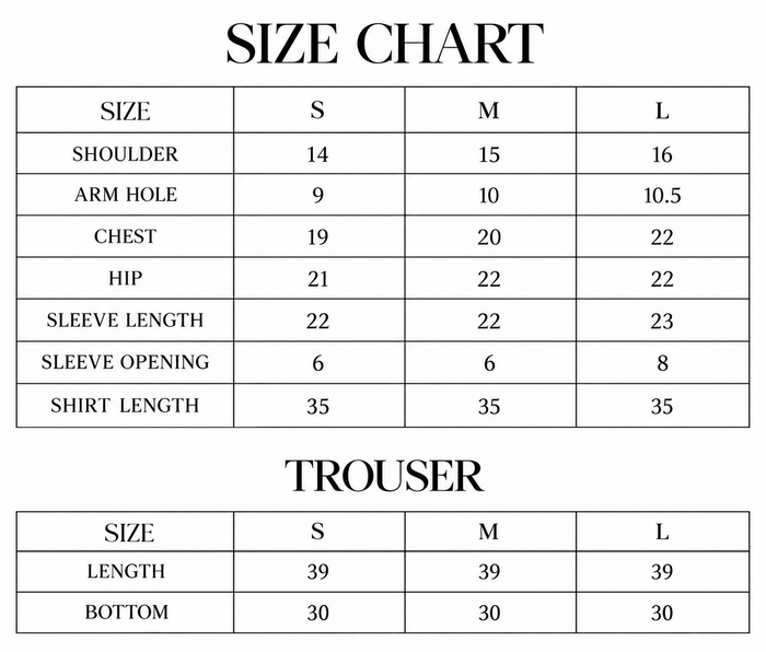 Lillet Size Chart