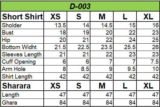 D-03 Size Chart