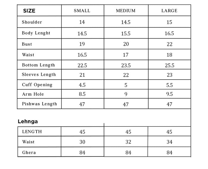 Dure Size Chart