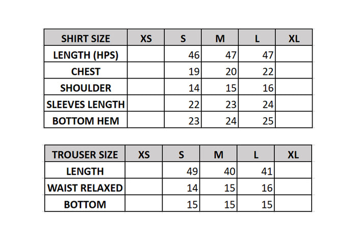 EMERALD Size Chart