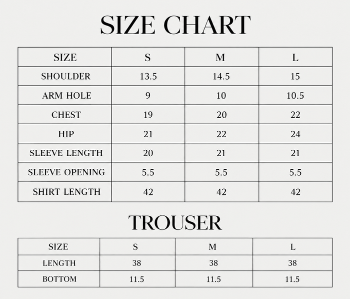 Ebon Size Chart