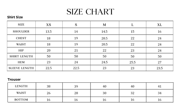 ELANORA Size Chart