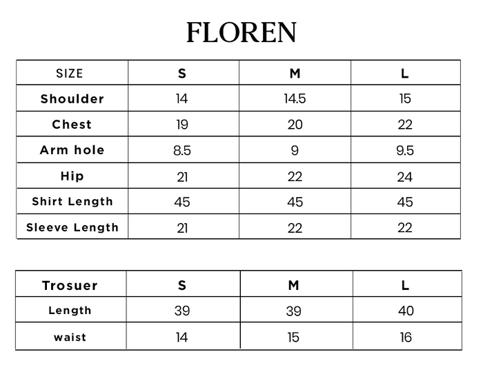 Floren Size Chart