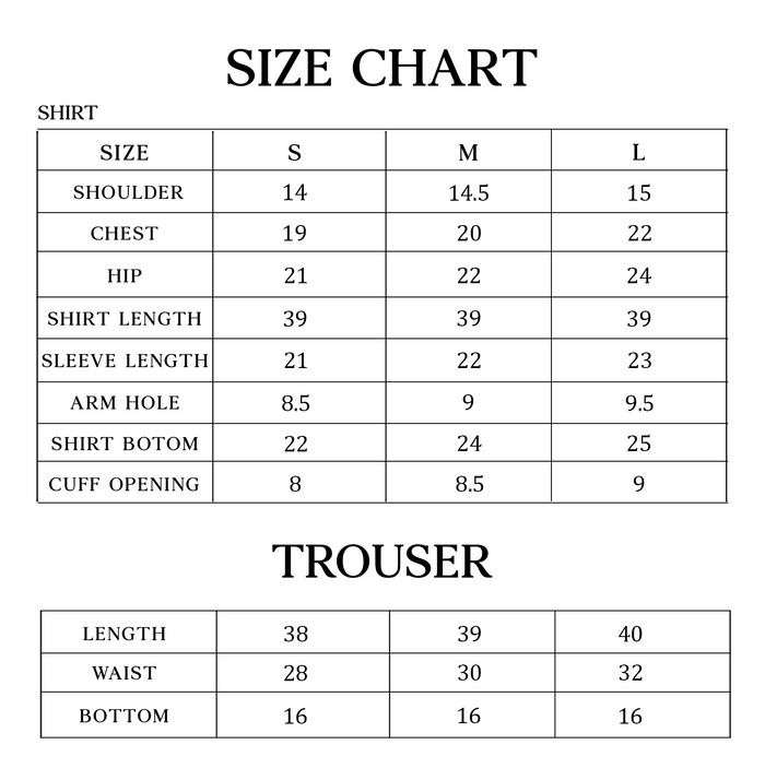 Lamia Size Chart
