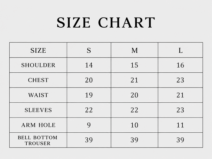 Marielle Size Chart