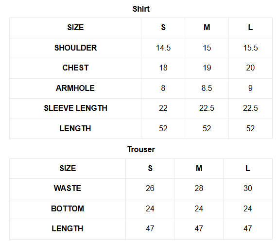 Sabeen Size Chart