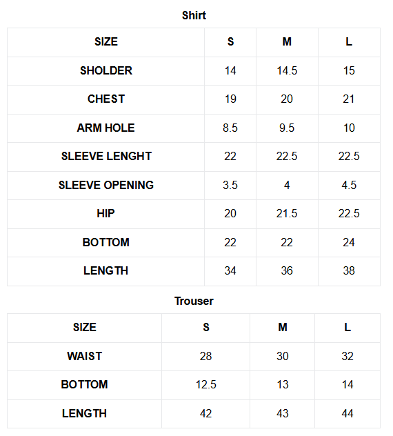 VOILA Size Chart