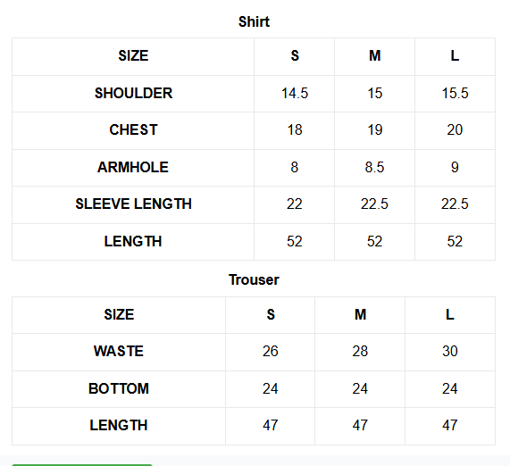Zofiya Size Chart